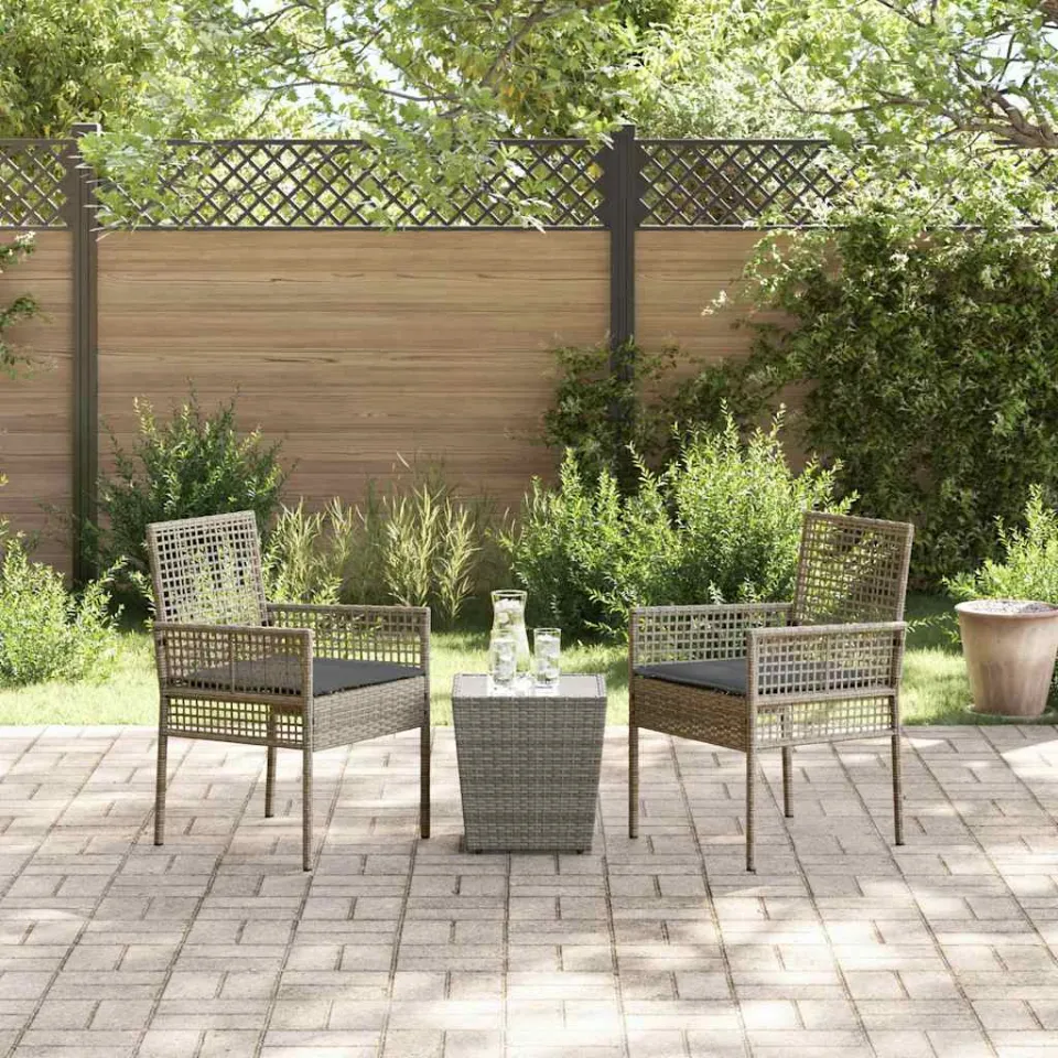 vidaXL Tuin Bistro Set 3 st Grijs poly rattan, foto 3