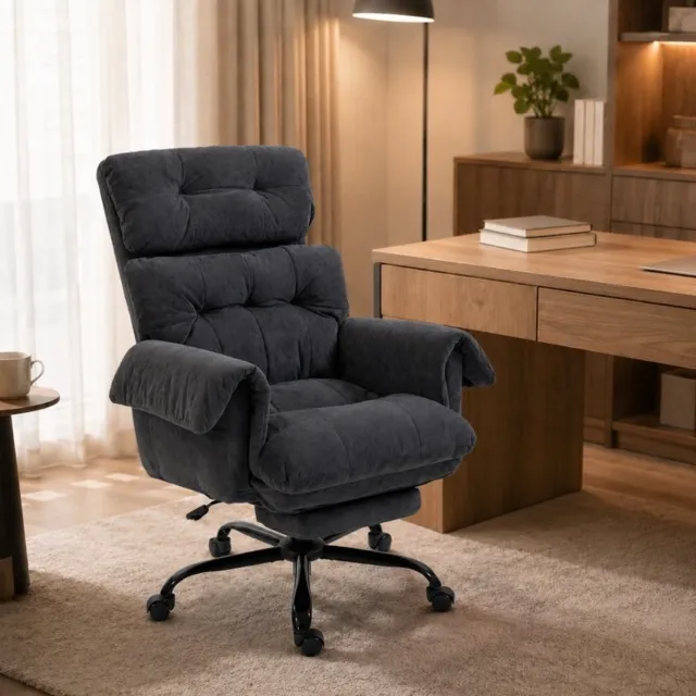 MODENUIT Bureaustoel 80 x 77 x 108-116 cm - Kantelbare Rugleuning - Kantoor - Stof en Staal - Donkergrijs