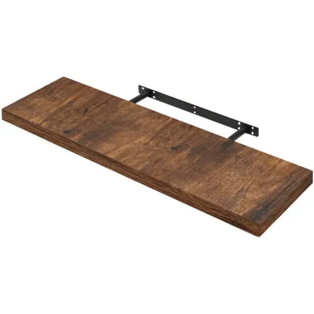 BukkitBow Zwevende Wandplank - 10 kg Laadvermogen - Diverse Maten van 25-120cm - Muur Montage - Rustiek Bruin Hout - 90cm Vintage