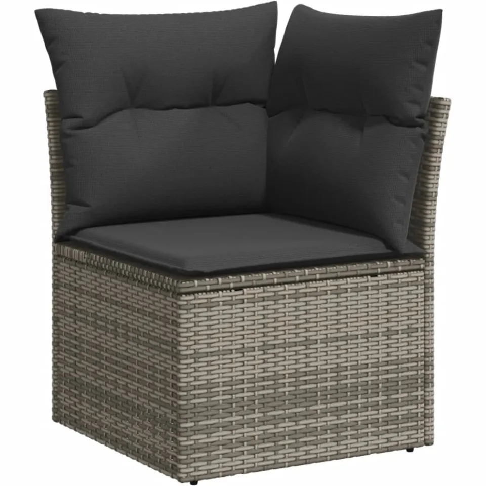 vidaXL 11-delige Loungeset met kussens poly rattan grijs, foto 4