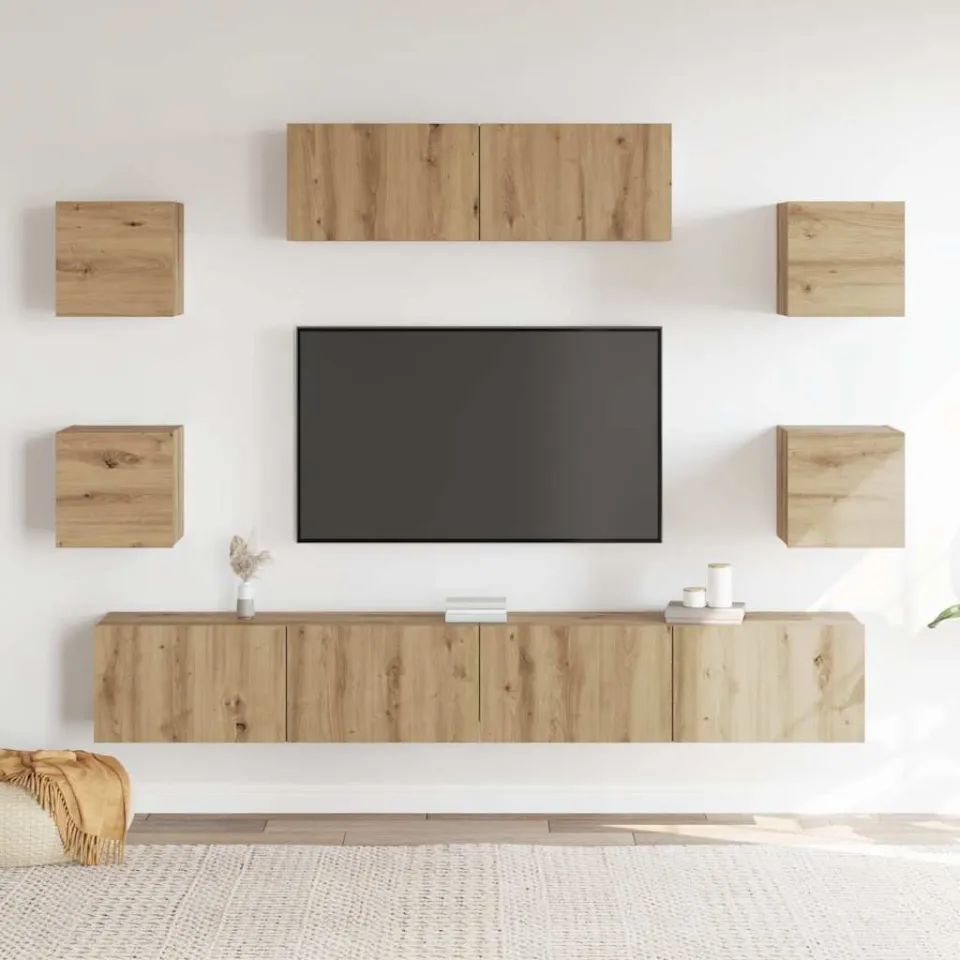 vidaXL 7-delig Tv-meubelset wandmontage bewerkt hout artisanaal eiken, foto 3