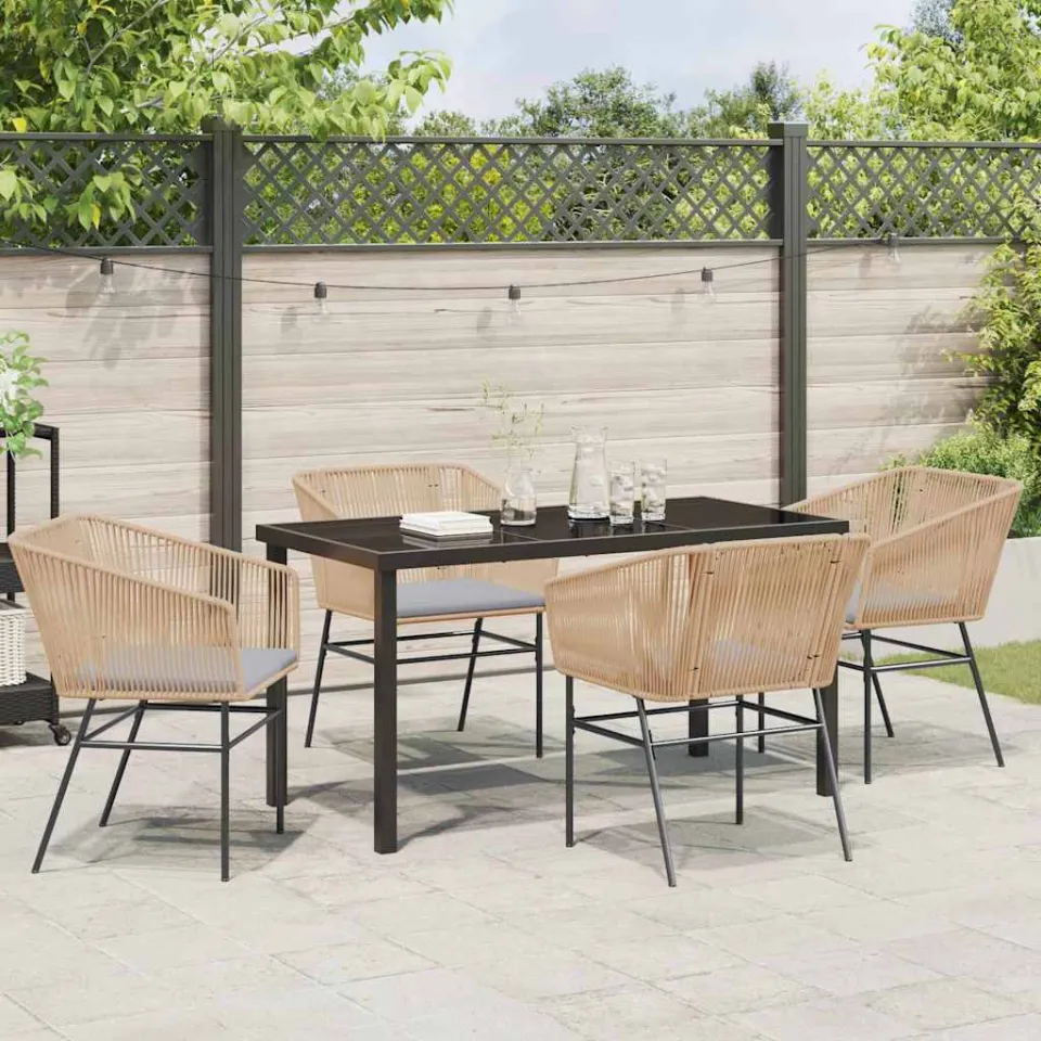 vidaXL Tuin eettafelset 5 st Bruin Gepoedercoat staal, foto 3