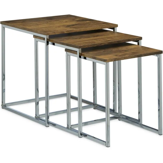 Relaxdays salontafel - set van 3 - vierkant - modern - stalen frame - woonkamer bruin
