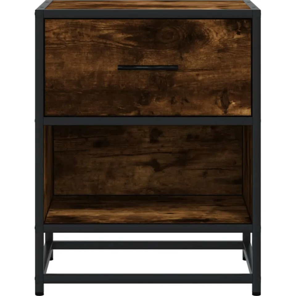 vidaXL Nachtkastje 40x31x50 cm bewerkt hout gerookt eikenkleurig, foto 4