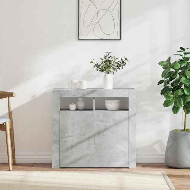 vidaXL Dressoir met LED-verlichting 80x35x75 cm betongrijs grijs