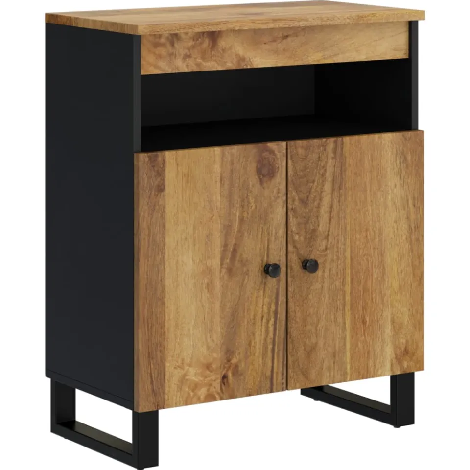 vidaXL Dressoir met 2 deuren 60x33x75 cm massief mangohout bruin, foto 3