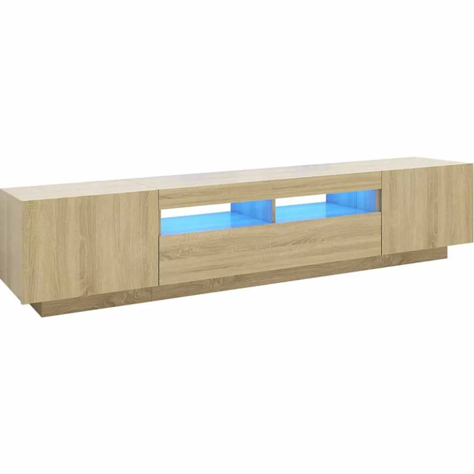 vidaXL Tv-meubel met LED-verlichting 200x35x40 cm sonoma eikenkleurig Bruin