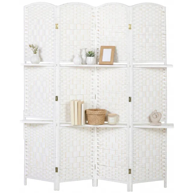 Homcom Kamerscherm - Papiervezel - 160x1,6x170cm - Wit