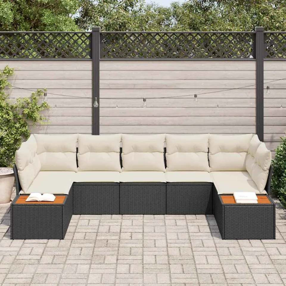 vidaXL Tuin Sofa Set 7 st Zwart poly rattan, foto 3