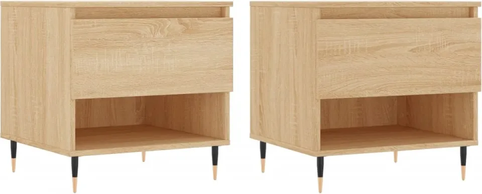 vidaXL Salontafels 2 st 50x46x50 cm bewerkt hout sonoma eikenkleurig, foto 3