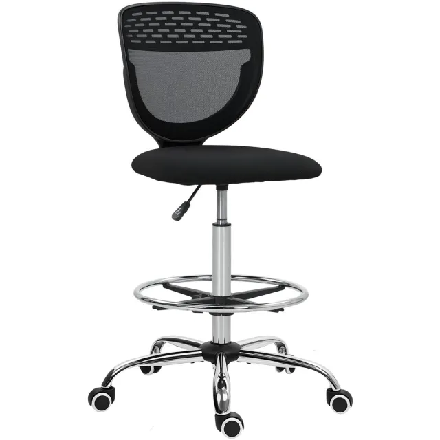 Vinsetto staande bureaustoel - Mesh (100% polyester) - 59x59x126cm - Zwart