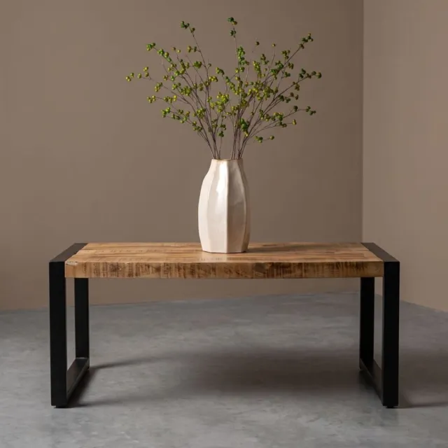 HUUS Salontafel - Mangohout salontafel - Bijzettafel - Standaard: 110x60x45 cm - Eenvoudig te monteren - Mangohout Bruin