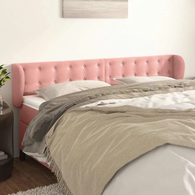 vidaXL Hoofdbord met randen 183x23x78/88 cm fluweel roze