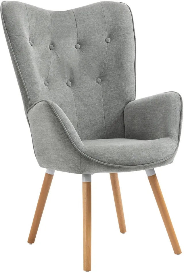 MEUBLE COSY MEUBLES COSY Fauteuil - scandinave hoog rug stof comfortabele zit massief beukenhouten poten - Grijs