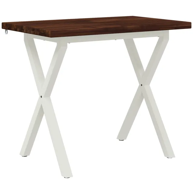 vidaXL Vierkante - Eettafel - 110 - x - 55 - x - 75 - cm - Massief - Acacia - Hout Donkerbruin en Wit
