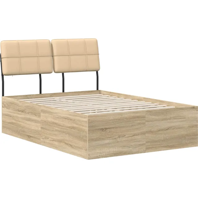 vidaXL Tweepersoonsbed met hoofdbord Sonoma eiken en crème Bruin