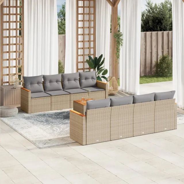 vidaXL Patio Sofa Set 8-zits Beige and Grey, foto 2