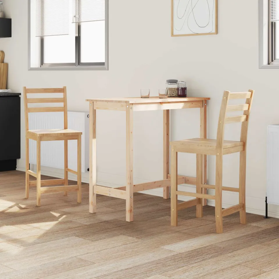 vidaXL Eettafelstoelen 2 st Massief Rubberhout Naturel, foto 3