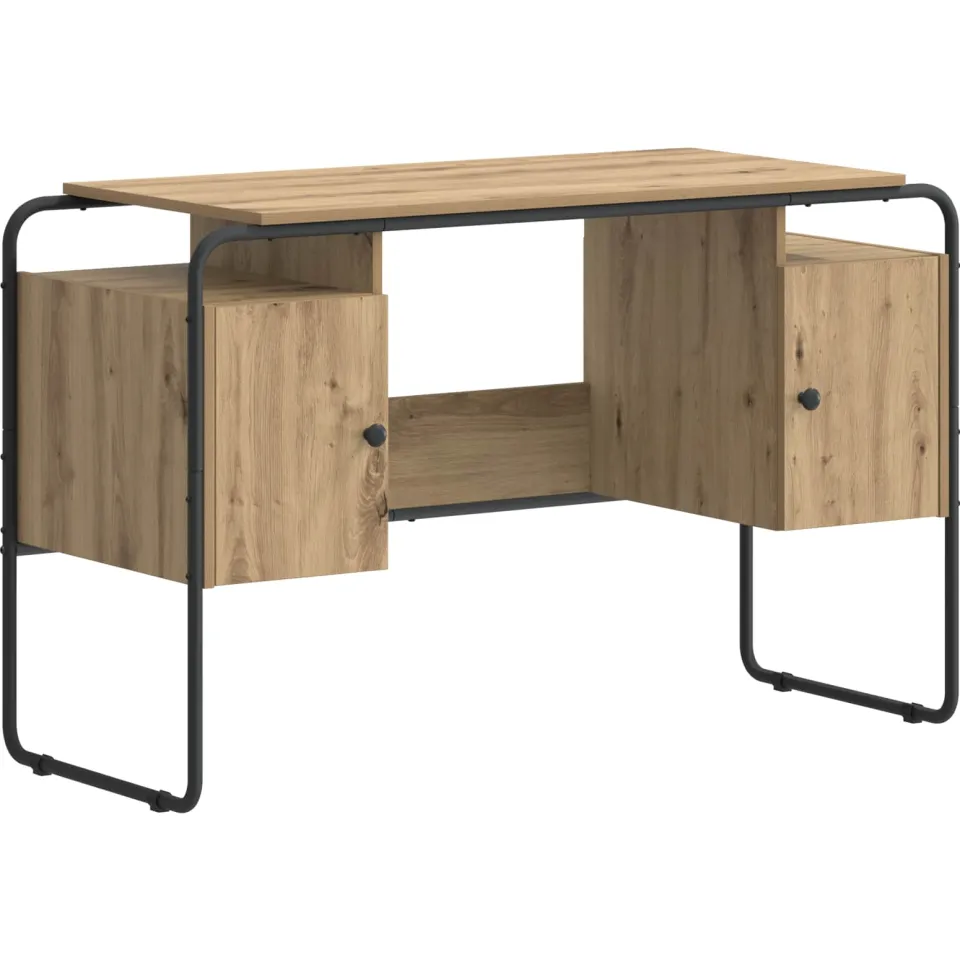vidaXL Bureau met opbergruimte Artisanaal eiken 120 x 50.5 x 75.5 cm, foto 3