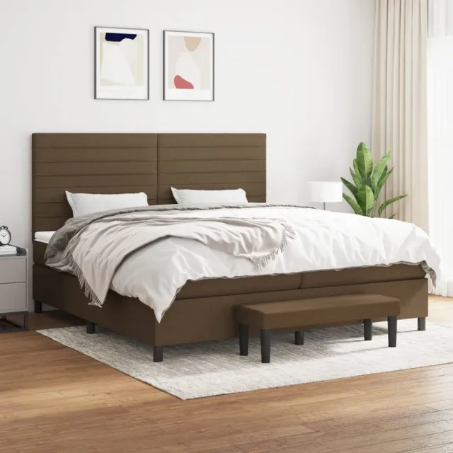 vidaXL Boxspring met matras stof donkerbruin 200x200 cm bruin
