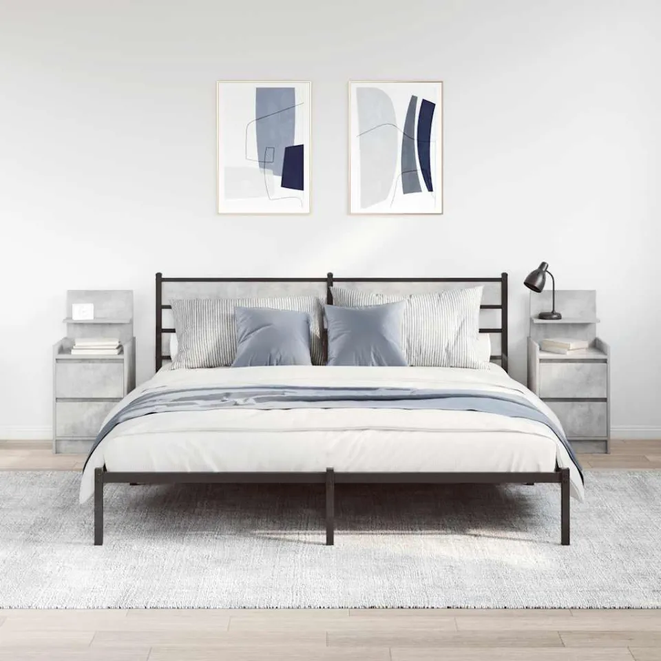 vidaXL Nachtkastjes met 2 lades 2 st 38x34x80 cm betongrijs grijs, foto 3