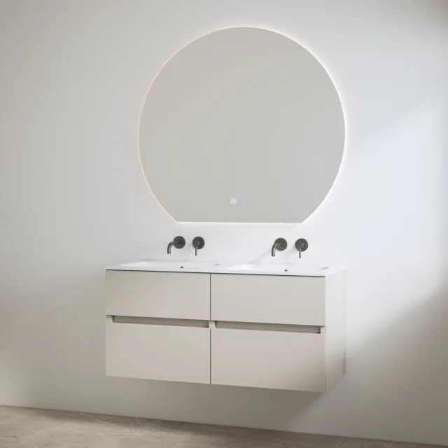 Best Design Duo Wastafel zonder Kraangaten met Onderkast Best Design Bora 120 cm Mat Taupe