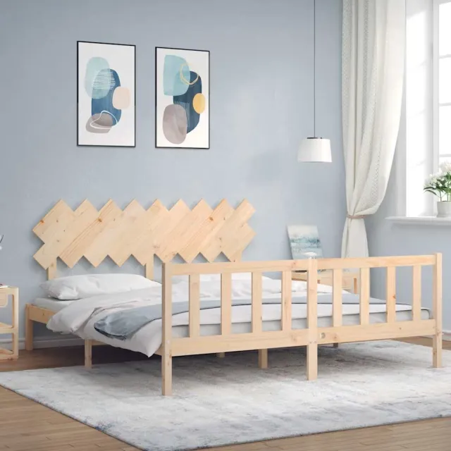 vidaXL Bedframe met hoofdbord massief hout Bruin