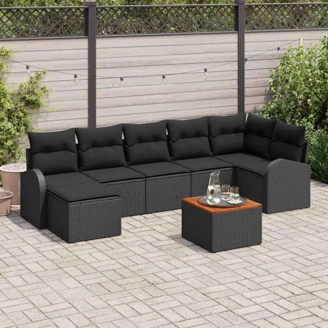 vidaXL Tuinbankenset 8 st Zwart poly rattan, foto 2