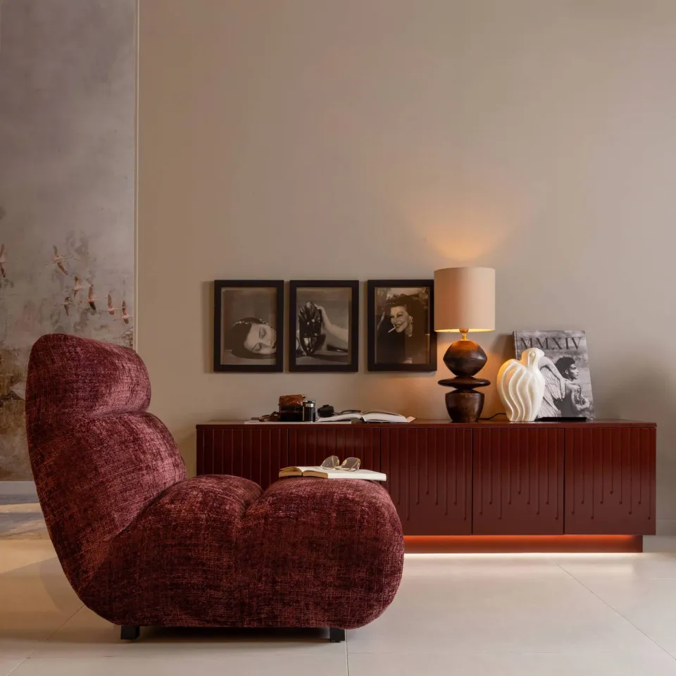 WOOOD Observe Fauteuil - Chenille - Aubergine - 82x75x96, foto 4