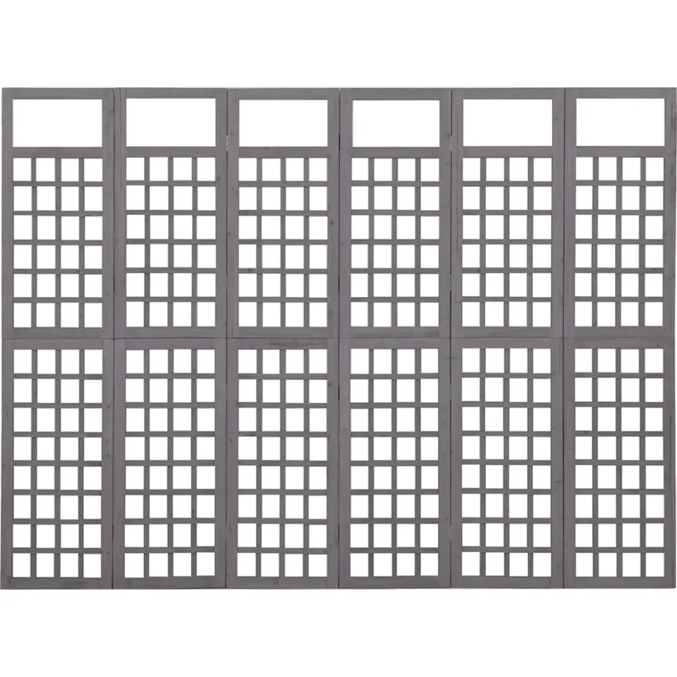 vidaXL Kamerscherm/trellis met 6 panelen 242,5x180 cm vurenhout grijs, foto 2