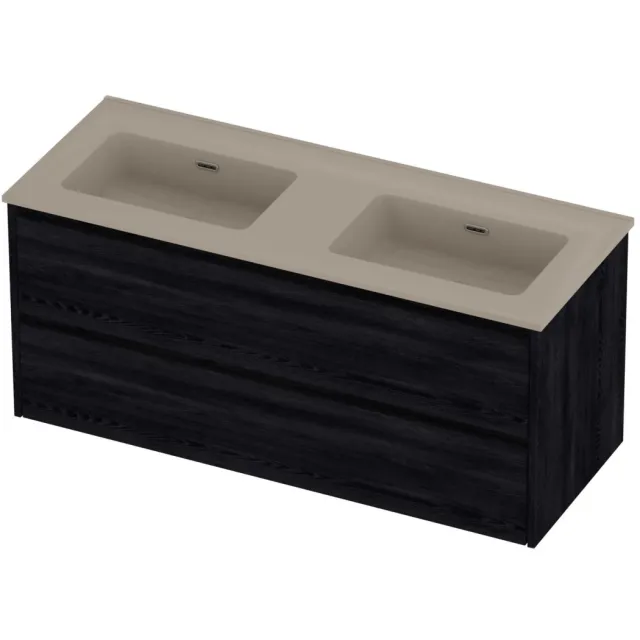 Proline Tribute Badmeubelset Porselein Elegant Dubbel 120x46x54 cm Mat Crème Cotton Black Oak Eiken