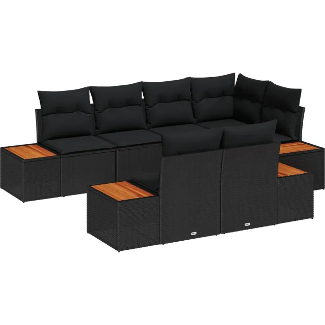 vidaXL Tuin Sofa Set 7 st Zwart poly rattan