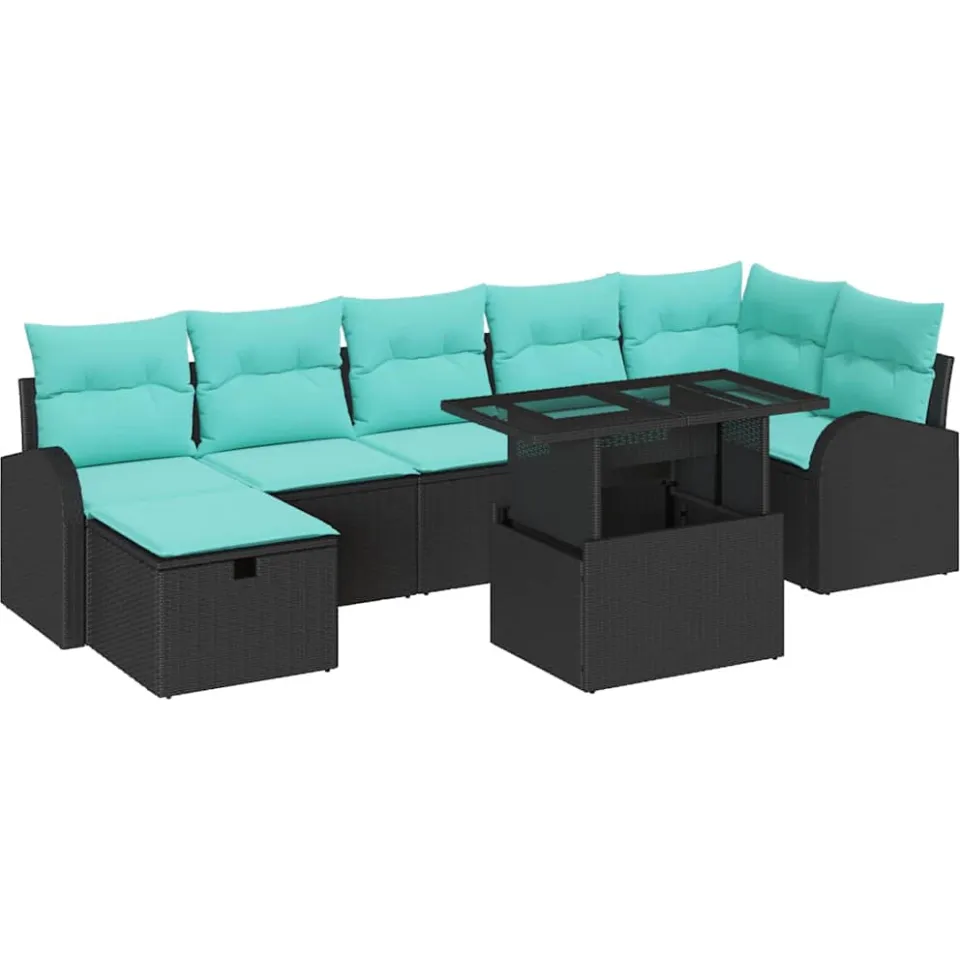 vidaXL Tuin Sofa Set 8 st Zwart poly rattan