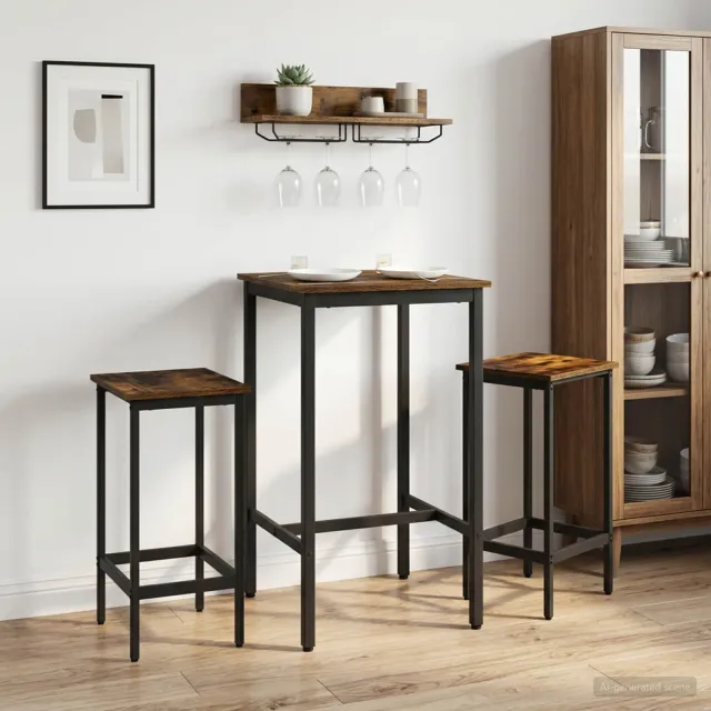 vidaXL Barkruk 2 st Gerookt eiken 40 x 32 x 64 cm Bewerkt hout Bruin