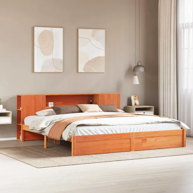 vidaXL Bedframe met opberghoofdeksel met plank Wasbruin 200 x 200 cm