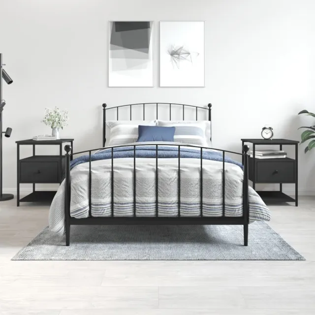 vidaXL Nachtkastjes 2 st 40x42x56 cm bewerkt hout zwart, foto 2