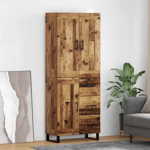 vidaXL Hoge kast 2 st Oudhout 69,5 x 34 x 180 cm Bewerkt hout en glas Bruin