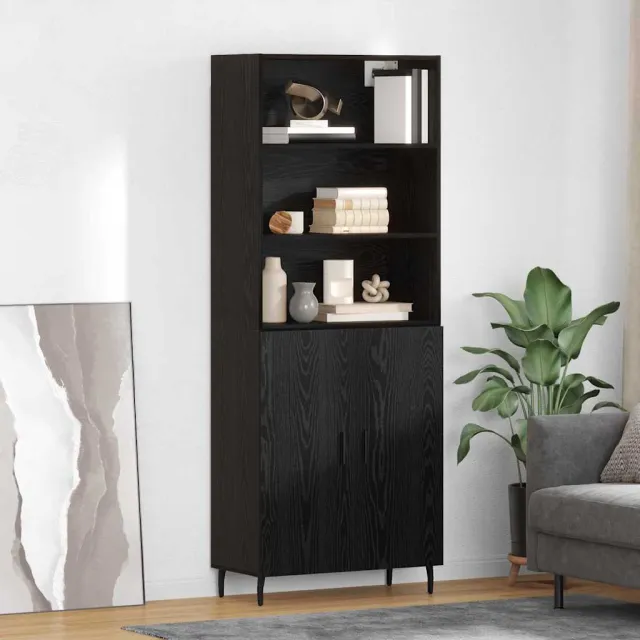 vidaXL Hoge kast 2 st Zwart Eiken 69,5 x 34 x 180 cm Bewerkt hout, foto 2