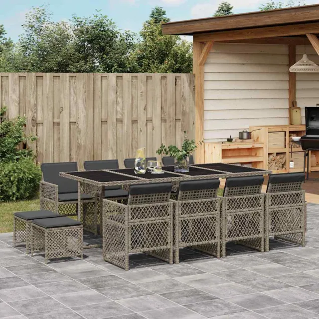vidaXL 13-delige Tuinset met kussens poly rattan grijs, foto 2