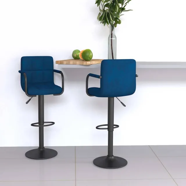 vidaXL Barkrukken 2 st fluweel blauw, foto 2