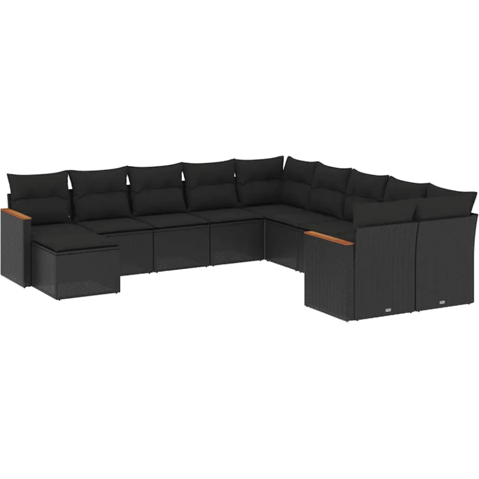vidaXL Patio Sofa Set 9-zits Black, foto 3