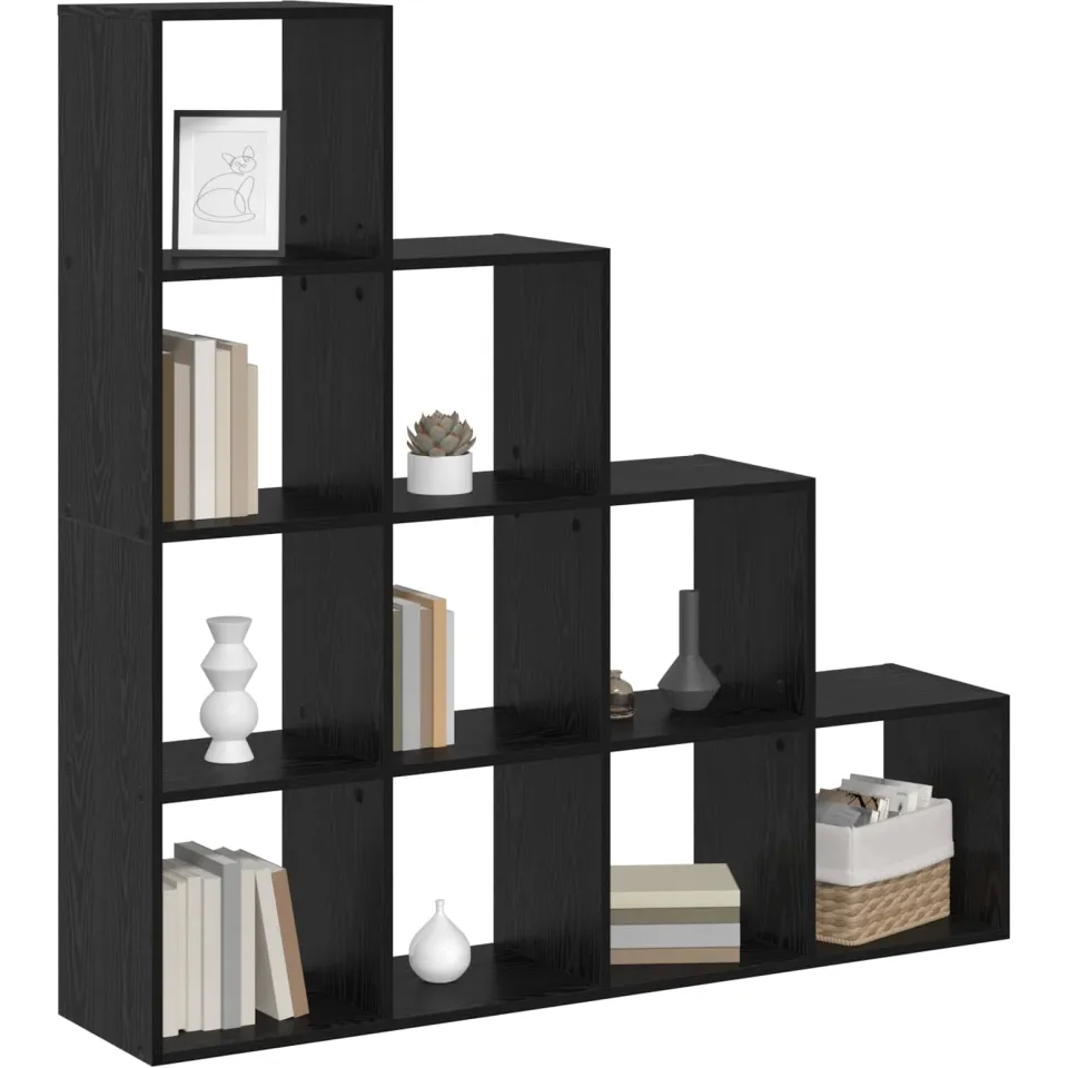 vidaXL Kamerscherm Boekenkast 10-laags 131,5 x 29 x 131,5 cm Zwart