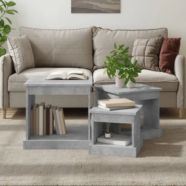 vidaXL 3-delige Salontafelset bewerkt hout betongrijs grijs, foto 2