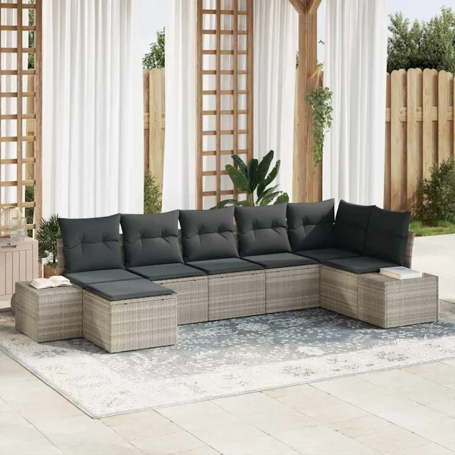 vidaXL Tuin Sofa Set 7 st Lichtgrijs poly rattan