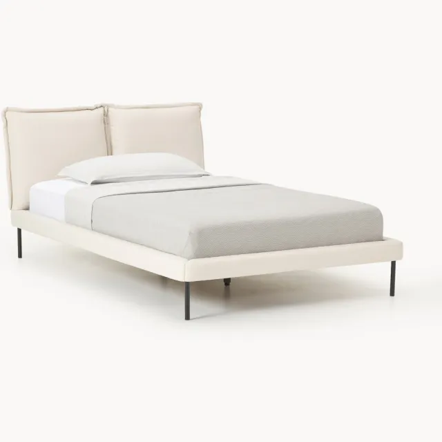 Westwing Collection Gestoffeerd eenpersoonsbed Amelia Beige