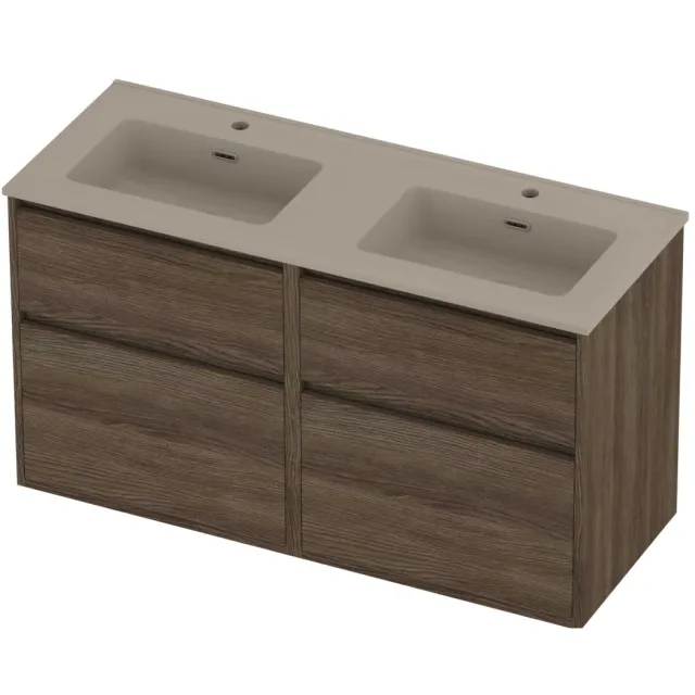 Proline Tribute Badmeubelset Porselein Elegant 4 Laden 120x46x67 cm Mat Crème Cotton Vital Oak Eiken