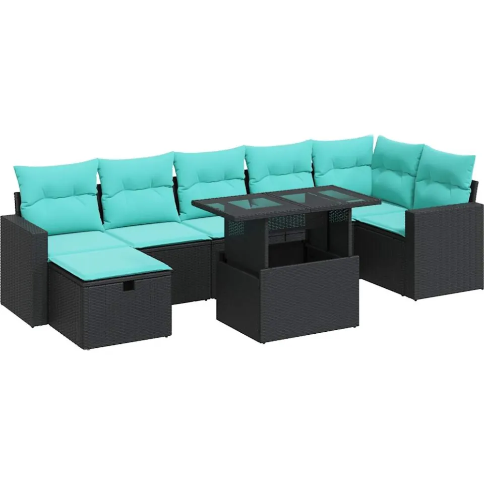 vidaXL 8-delige Loungeset met kussens poly rattan acacia grijs