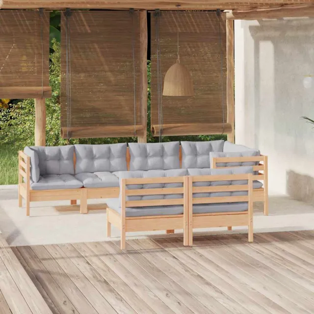 vidaXL 7-delige Loungeset met grijze kussens grenenhout Grijs