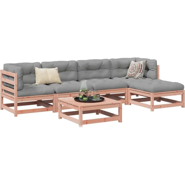 vidaXL 6-delige Loungeset massief douglas vurenhout Bruin