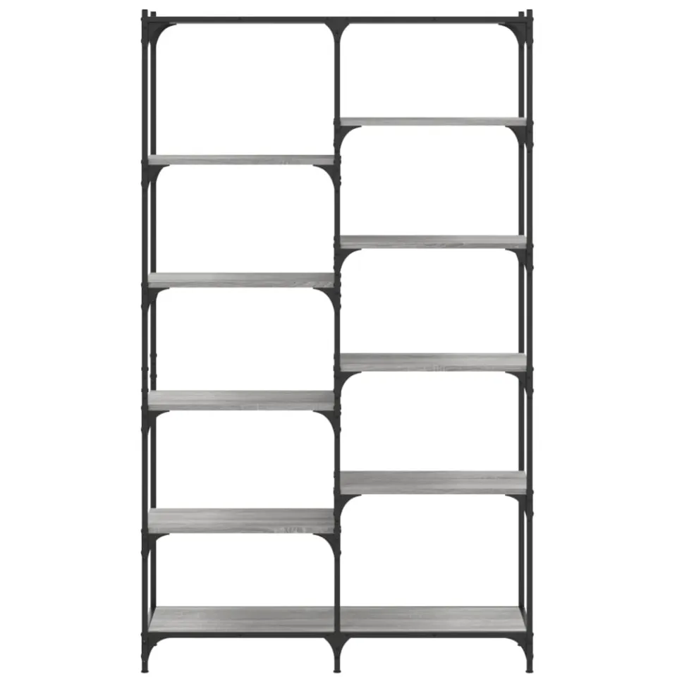 vidaXL Boekenrek 100x32x170 cm bewerkt hout en ijzer grijs sonoma